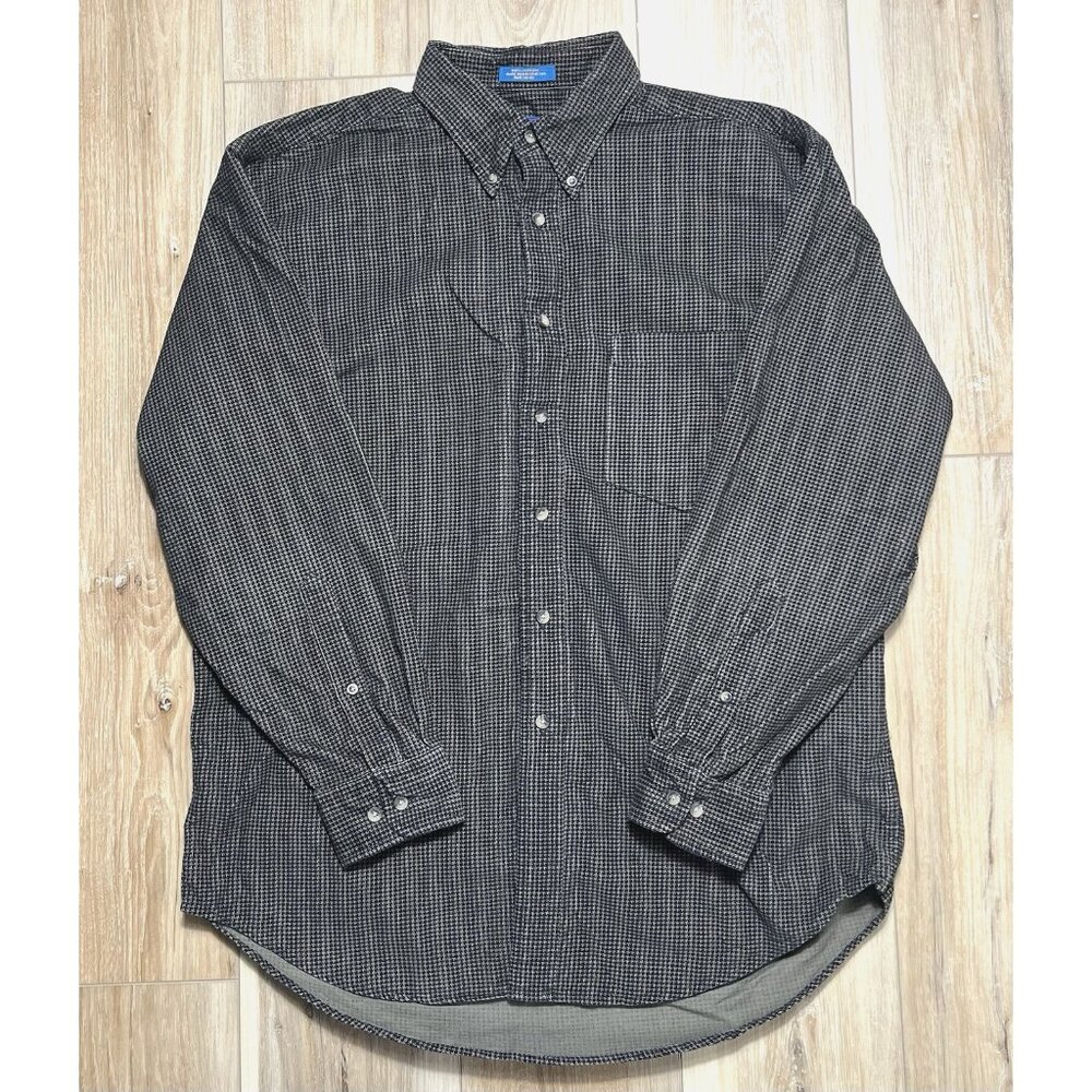 Vintage Pendleton Cotton Houndstooth Long Sleeve Button Down Shirt - Size Large